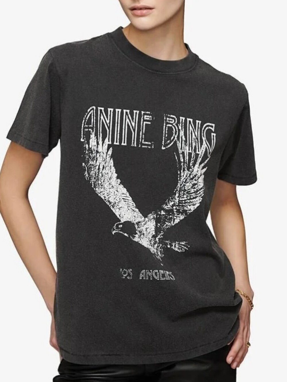Anine Bing - Lili Eagle Tee in Washed Black